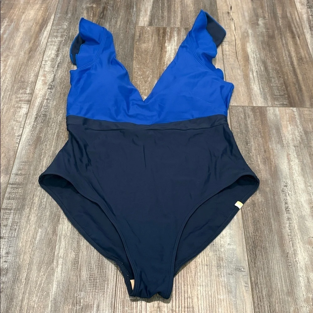 Summersalt Ruffle Backflip Swimsuit One Piece Navy Blue Size 12